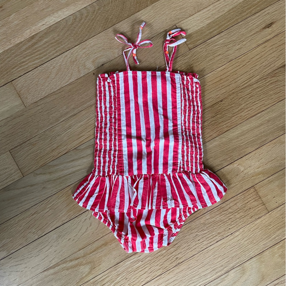 Almirah Red and White Striped Romper